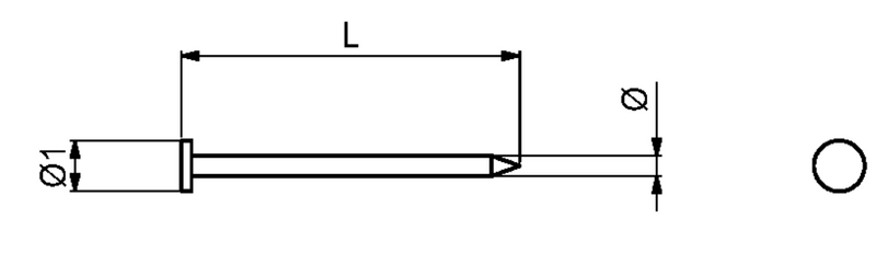 Sømpose Ø1,4x25 mm m/Ø3,5 mm hoved, blank (50 stk)