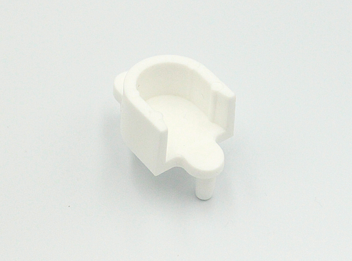 Bøjlestangsholder t/15x30 mm stang - m/2 tapper Ø5 mm, hvid plastik (1 stk)