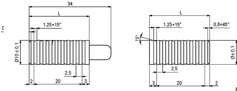 Styretap t/bordplade Ø10x25 mm, elgalvaniseret (sæt)