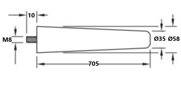 Bordben til spisebord Ø58x705 mm incl. beslag til montering, egetræ olieret (råt look)