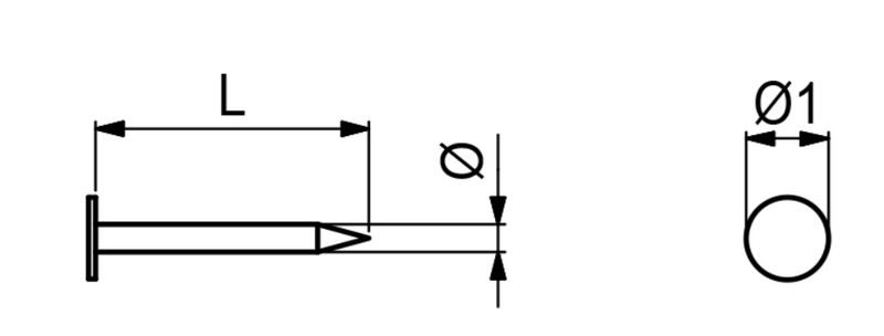 Papsøm Ø2,5x20 mm med Ø8 mm hoved, stål (10 stk)