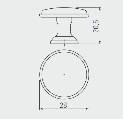 Metalknop Ø28x20,5 mm, antik