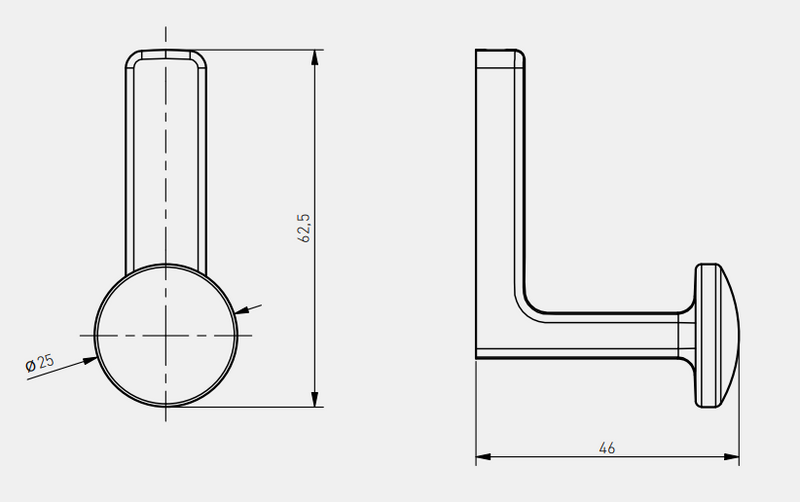 Knag til akustikpanel 14x54 mm, messingfarvet