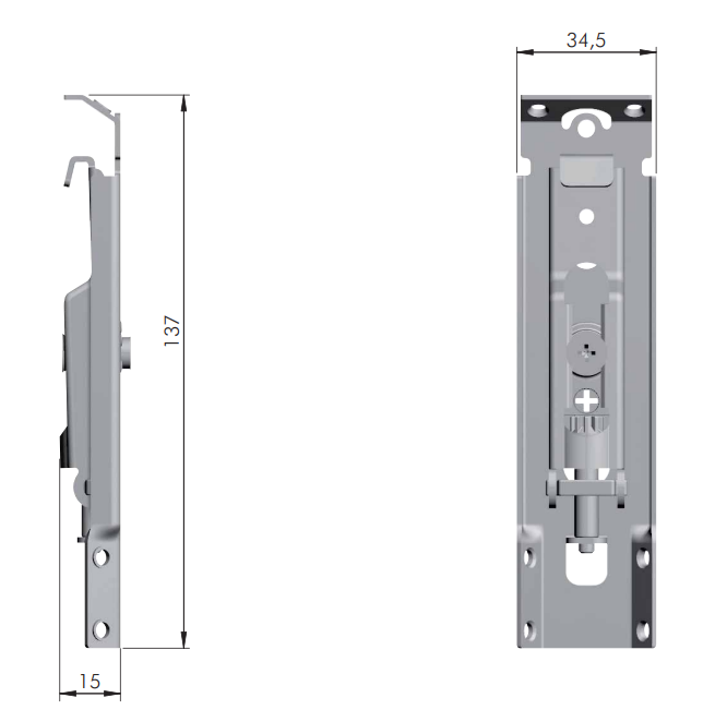 Ophængsbeslag t/skab 34,5x147 mm, elgalvaniseret (1 sæt)