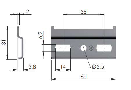 Ophængsbeslag t/skab 34,5x147 mm, elgalvaniseret (1 sæt)